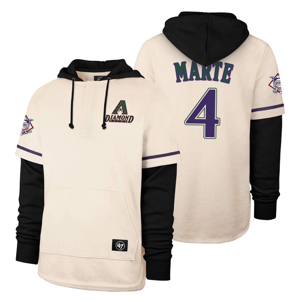 Men Arizona Diamondback #4 Marte Cream 2021 Pullover Hoodie MLB Jersey